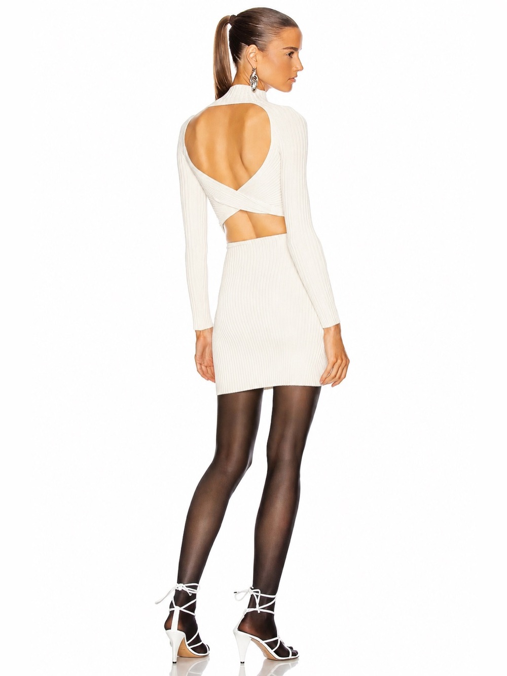 NWT Dion Lee Stripe Rib Twist Mini Dress in Ivory, Medium / US 6
